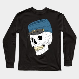 skull with a blue civil war cap. Long Sleeve T-Shirt